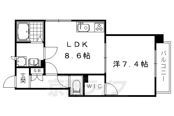 山陰本線 嵯峨嵐山駅 徒歩13分 3階建 築10年(1LDK/1階)の間取り写真