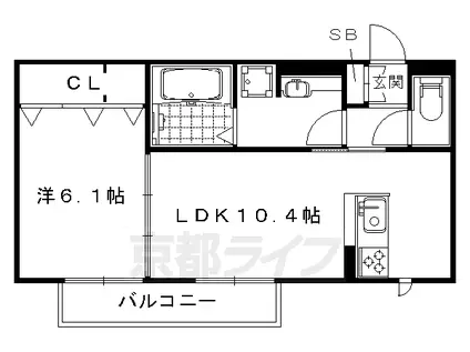 アグレアブル(1LDK/2階)の間取り写真