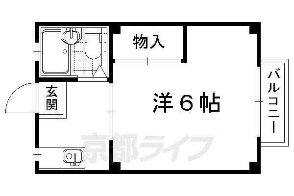 京都市東西線 太秦天神川駅 徒歩5分 2階建 築36年(1K/1階)の間取り写真