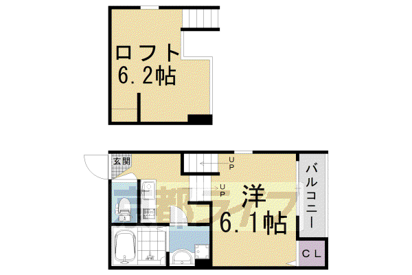 阪急電鉄京都線 西院駅(阪急) 徒歩9分 2階建 築9年(1K/1階)の間取り写真