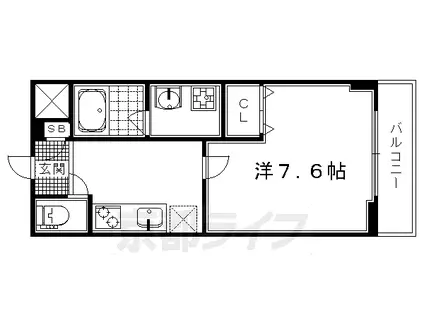 阪急電鉄京都線 西院駅(阪急) 徒歩2分 5階建 築9年(1K/5階)の間取り写真