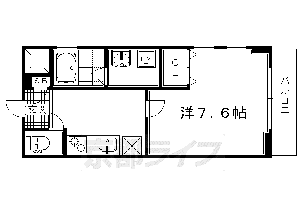 阪急電鉄京都線 西院駅(阪急) 徒歩2分 5階建 築9年(1K/3階)の間取り写真