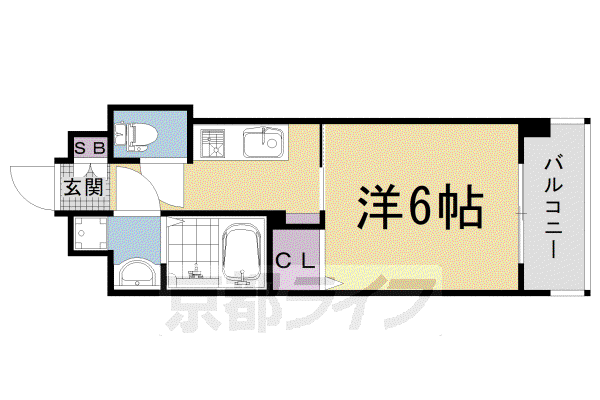 阪急電鉄京都線 西院駅(阪急) 徒歩12分 7階建 築9年(1K/2階)の間取り写真