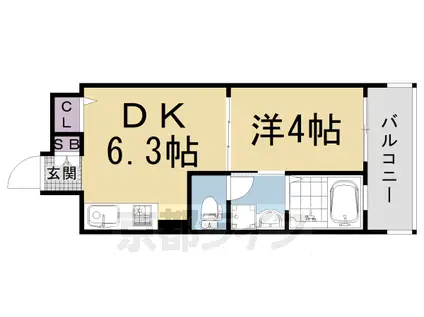 阪急電鉄京都線 西院駅(阪急) 徒歩12分 7階建 築9年(1DK/7階)の間取り写真