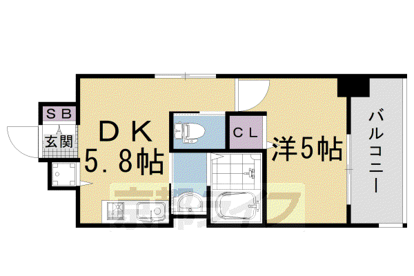 阪急電鉄京都線 西院駅(阪急) 徒歩12分 7階建 築9年(1DK/2階)の間取り写真