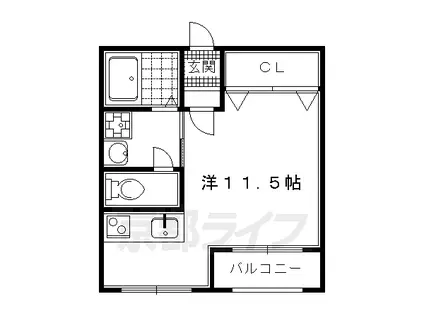 東海道本線 西大路駅 徒歩10分 5階建 築41年(ワンルーム/5階)の間取り写真