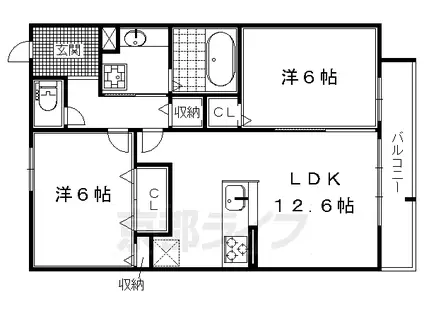 山陰本線 嵯峨嵐山駅 徒歩6分 3階建 築9年(2LDK/1階)の間取り写真