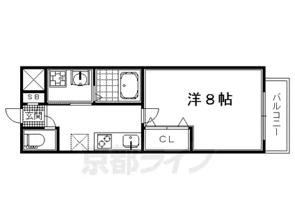 京都市東西線 太秦天神川駅 徒歩1分 4階建 築9年(1K/3階)の間取り写真
