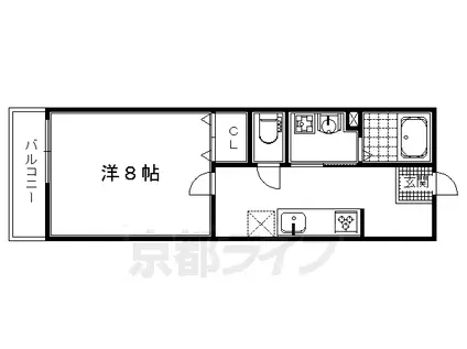 京都市東西線 太秦天神川駅 徒歩10分 3階建 築9年(1K/1階)の間取り写真