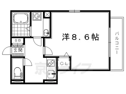 阪急電鉄嵐山線 松尾大社駅 徒歩17分 2階建 築8年(1K/2階)の間取り写真