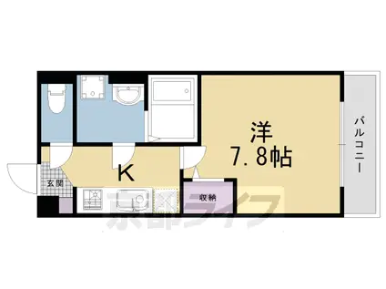 阪急電鉄京都線 西院駅(阪急) 徒歩8分 3階建 築8年(1K/3階)の間取り写真