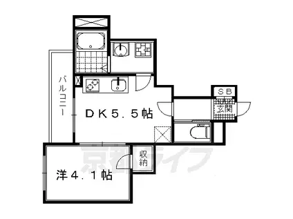 阪急電鉄京都線 西院駅(阪急) 徒歩6分 4階建 築8年(1DK/2階)の間取り写真