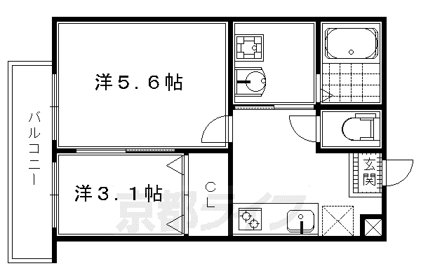 阪急電鉄京都線 西京極駅 徒歩11分 3階建 築9年(2K/1階)の間取り写真