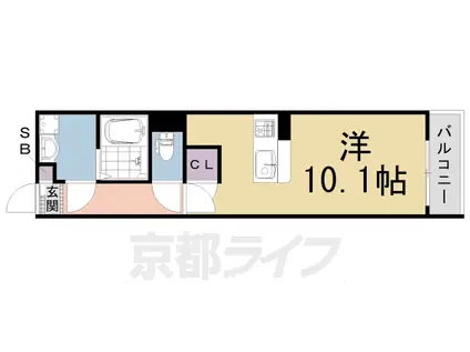 阪急電鉄京都線 西京極駅 徒歩10分 3階建 築8年(ワンルーム/1階)の間取り写真