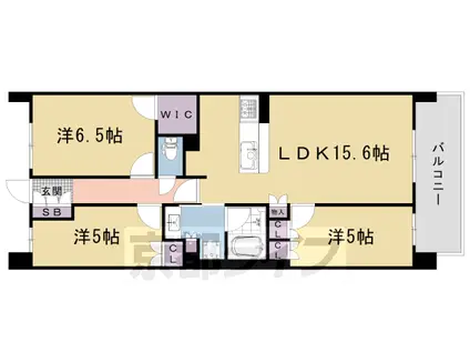 山陰本線 嵯峨嵐山駅 徒歩3分 5階建 築8年(3LDK/3階)の間取り写真
