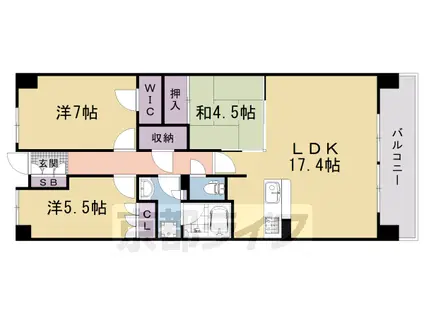 山陰本線 嵯峨嵐山駅 徒歩3分 5階建 築8年(3LDK/2階)の間取り写真