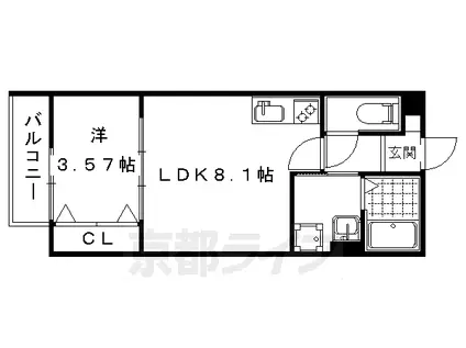 山陰本線 花園駅(京都) 徒歩2分 3階建 築8年(1LDK/3階)の間取り写真