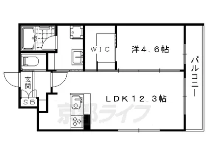 京都市烏丸線 北山駅(京都) 徒歩9分 3階建 築8年(1LDK/2階)の間取り写真