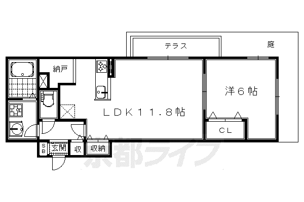 阪急電鉄京都線 西院駅(阪急) 徒歩9分 3階建 築9年(1LDK/1階)の間取り写真