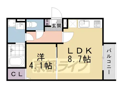 スマートメゾン京都西大路(1LDK/3階)の間取り写真