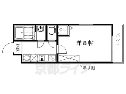 山陰本線 丹波口駅 徒歩6分 3階建 築8年(1K/3階)の間取り写真