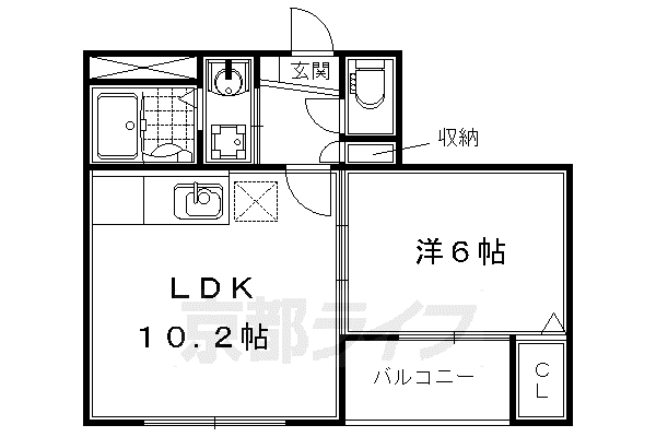 京都市東西線 太秦天神川駅 徒歩14分 5階建 築8年(1LDK/1階)の間取り写真