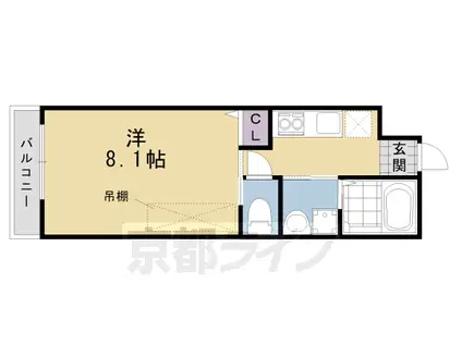 阪急電鉄京都線 桂駅 徒歩11分 3階建 築8年(1K/1階)の間取り写真