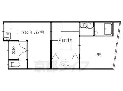 京都市東西線 太秦天神川駅 徒歩20分 1階建 築62年(1LDK)の間取り写真