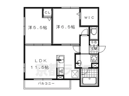 阪急電鉄嵐山線 松尾大社駅 徒歩16分 3階建 築8年(2LDK/3階)の間取り写真
