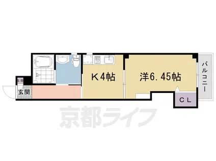 阪急電鉄京都線 西院駅(阪急) 徒歩6分 5階建 築8年(1DK/3階)の間取り写真
