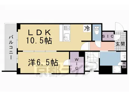 阪急電鉄京都線 西院駅(阪急) 徒歩15分 7階建 築5年(1LDK/4階)の間取り写真