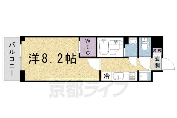 阪急電鉄京都線 西院駅(阪急) 徒歩15分 7階建 築6年(1K/3階)の間取り写真