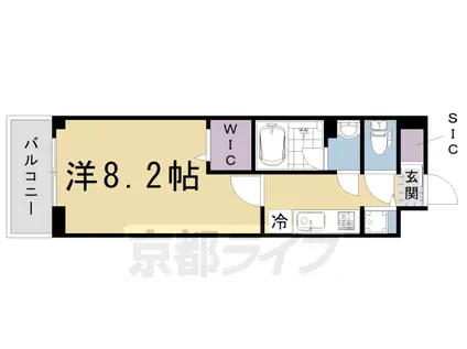 阪急電鉄京都線 西院駅(阪急) 徒歩15分 7階建 築5年(1K/6階)の間取り写真