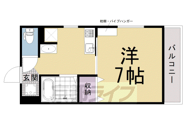京都市東西線 太秦天神川駅 徒歩5分 3階建 築7年(1K/2階)の間取り写真