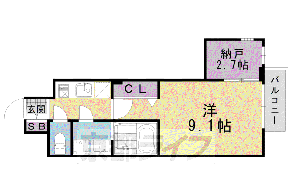 東海道本線 西大路駅 徒歩7分 8階建 築8年(1K/5階)の間取り写真
