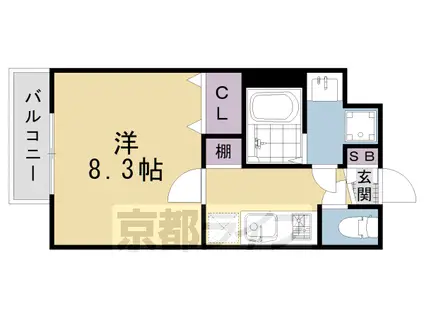 東海道本線 西大路駅 徒歩7分 8階建 築7年(1K/6階)の間取り写真