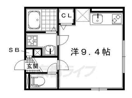 京福北野線 北野白梅町駅 徒歩13分 2階建 築8年(ワンルーム/2階)の間取り写真