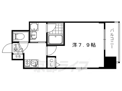 ベラジオ京都西院ウエストシティⅡ(1K/3階)の間取り写真