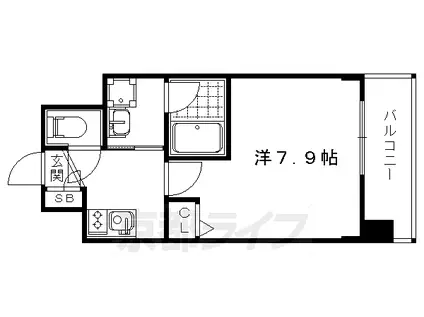 阪急電鉄京都線 西院駅(阪急) 徒歩11分 7階建 築7年(1K/6階)の間取り写真