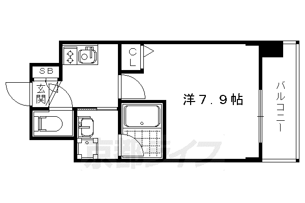 ベラジオ京都西院ウエストシティⅡ(1K/7階)の間取り写真