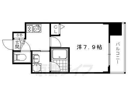 阪急電鉄京都線 西院駅(阪急) 徒歩11分 7階建 築8年(1K/7階)の間取り写真