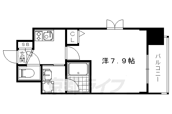 ベラジオ京都西院ウエストシティⅡ(1K/7階)の間取り写真