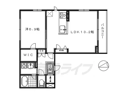 山陰本線 花園駅(京都) 徒歩6分 3階建 築8年(1LDK/1階)の間取り写真