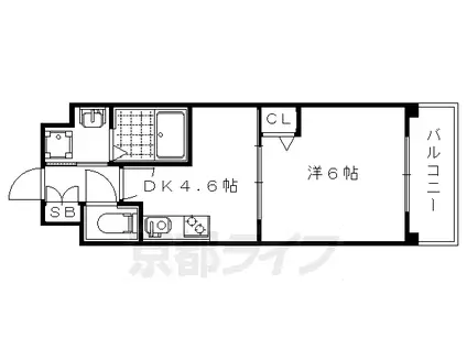 阪急電鉄京都線 西院駅(阪急) 徒歩7分 7階建 築8年(1DK/5階)の間取り写真