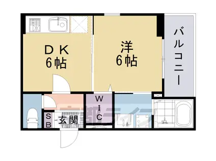 東海道本線 西大路駅 徒歩12分 3階建 築8年(1DK/3階)の間取り写真
