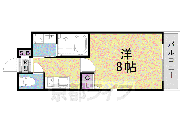 東海道本線 西大路駅 徒歩5分 5階建 築8年(1K/5階)の間取り写真