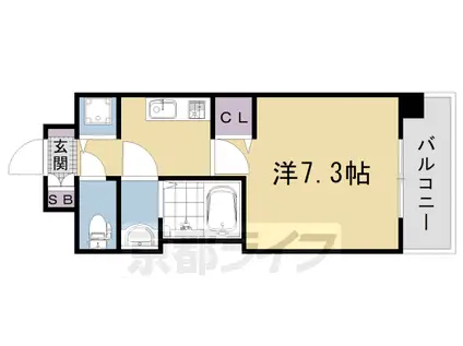 阪急電鉄京都線 西院駅(阪急) 徒歩9分 5階建 築7年(1K/3階)の間取り写真