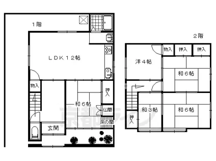 山陰本線 太秦駅(ＪＲ) 徒歩12分 2階建 築50年(5LDK)の間取り写真
