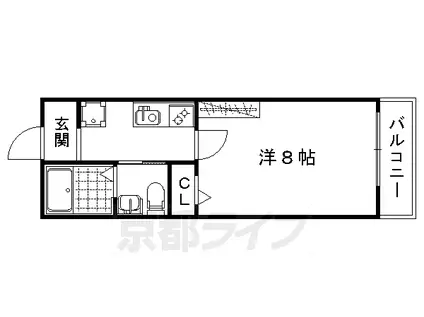 京都市烏丸線 北大路駅 徒歩25分 3階建 築6年(1K/3階)の間取り写真