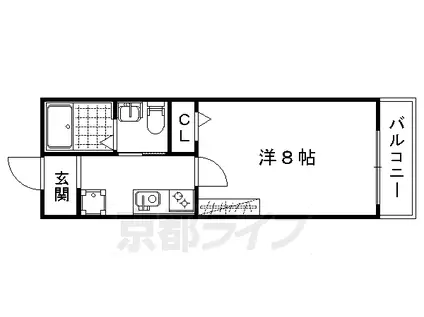 京都市烏丸線 北大路駅 徒歩25分 3階建 築6年(1K/2階)の間取り写真